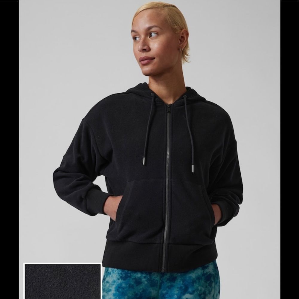 NWT Athleta Balance Microfleece Sweatshirt Black Medium Hoodie